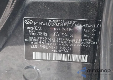 2020 Hyundai Elantra Se from USA, damaged, VIN 5NPD74LF1LH615569